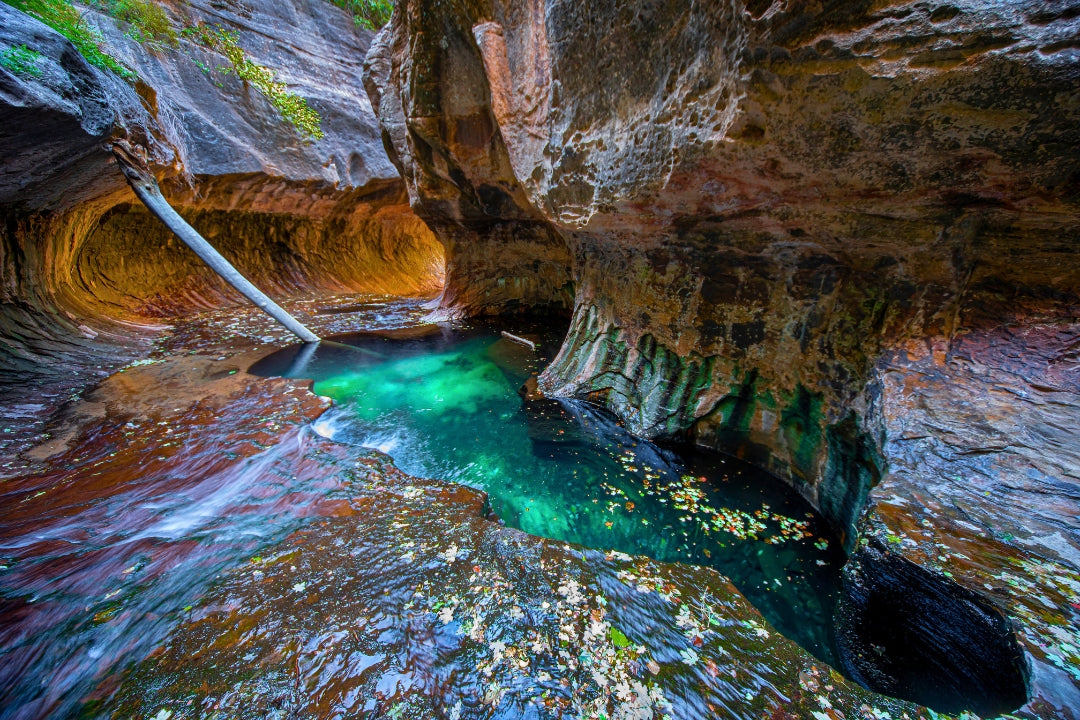 best zion hikes subway tunnel canyon with emerald waters