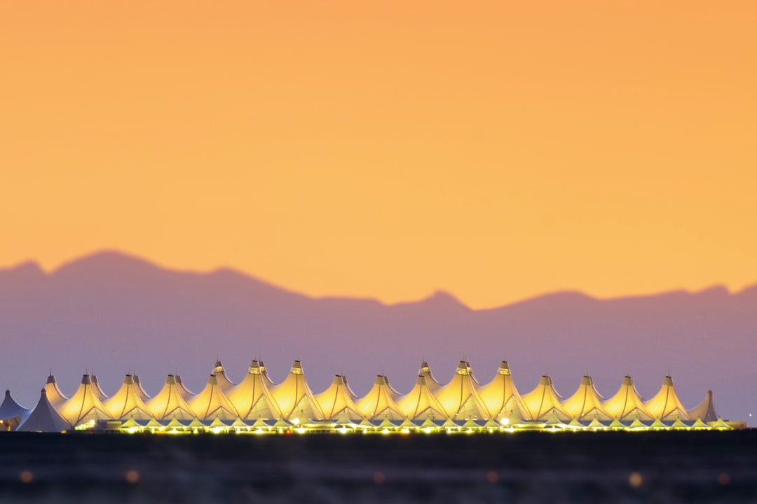 denver airport mountains and tents