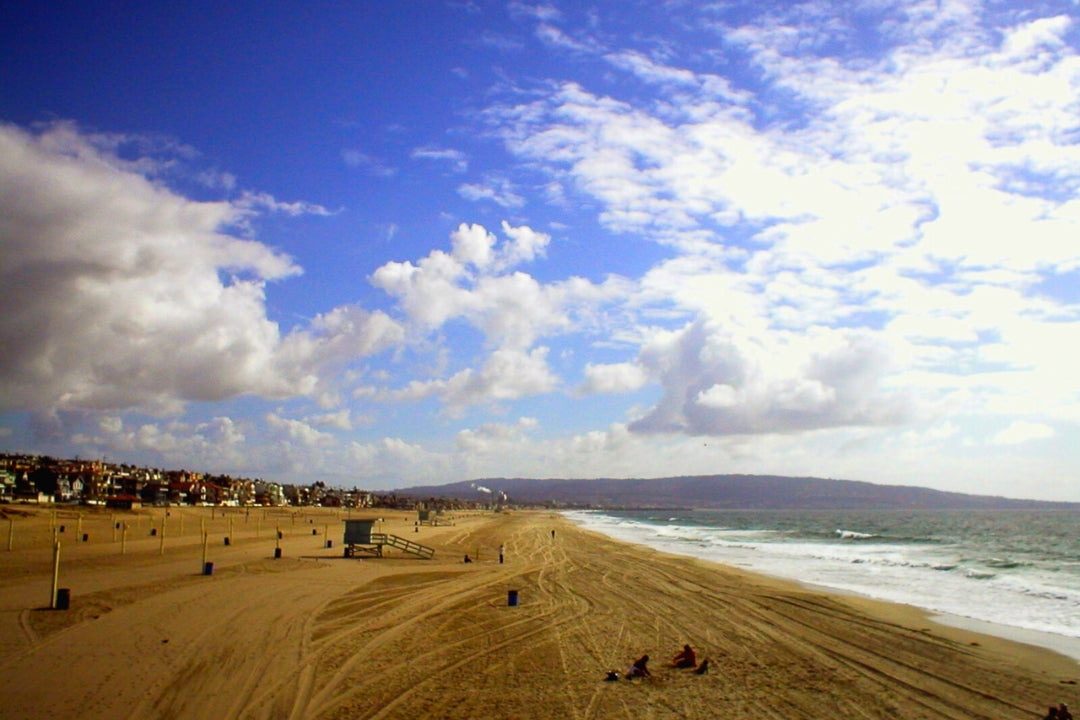 hermosa beach gold sand cloudy blue skies