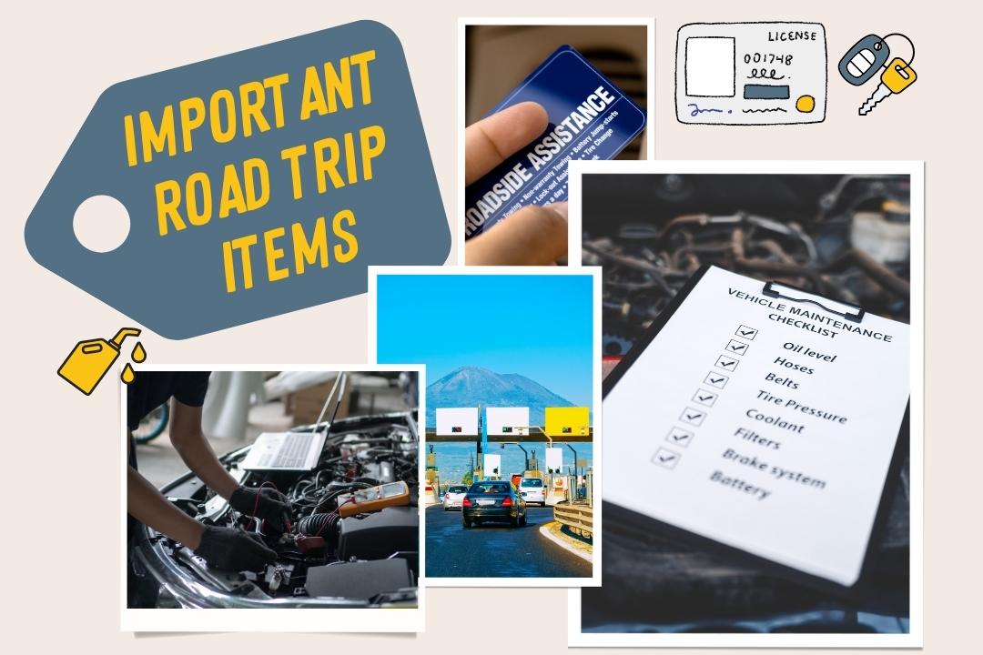 important road trip items collage