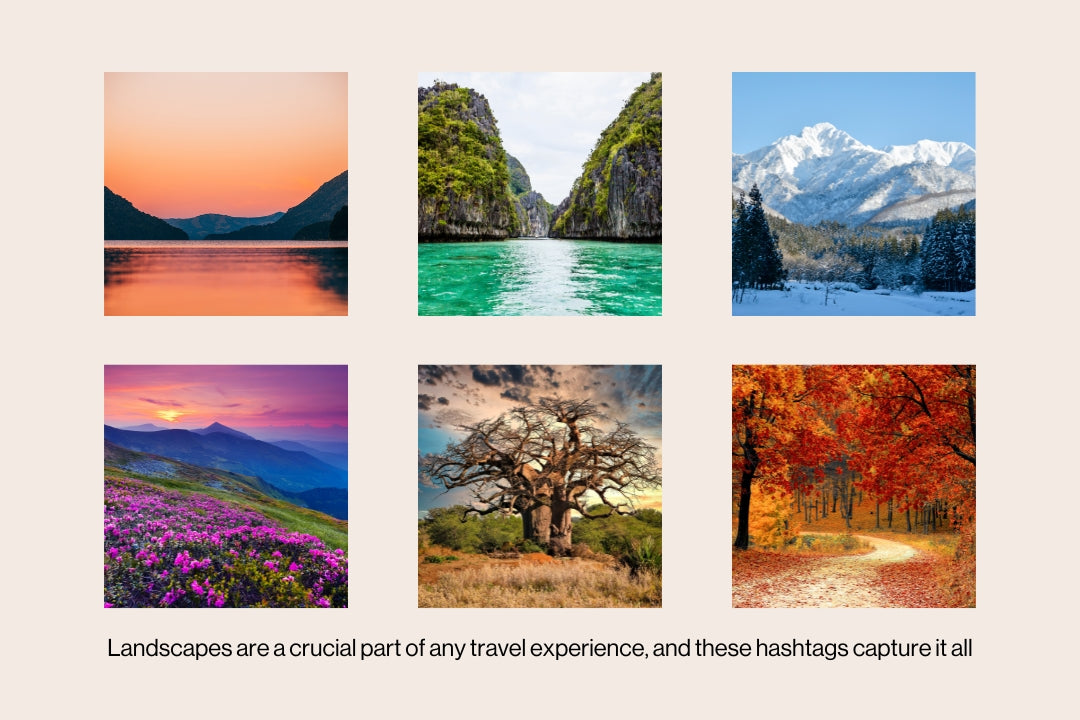 landscape hashtags for travelling collage