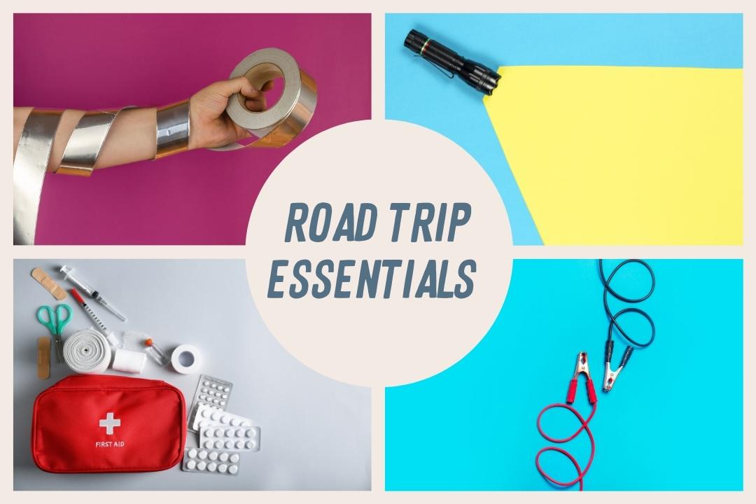 road trip essentials collage