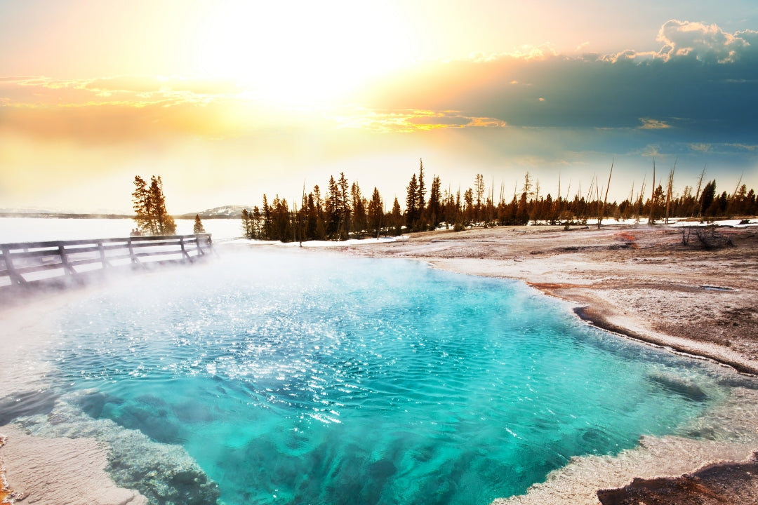 winter vacation ideas hot springs sunset