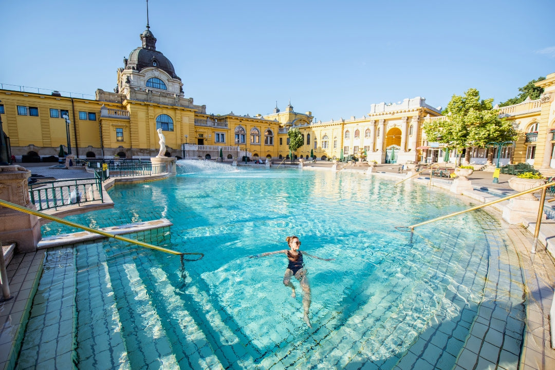 woman in thermal bath budapest