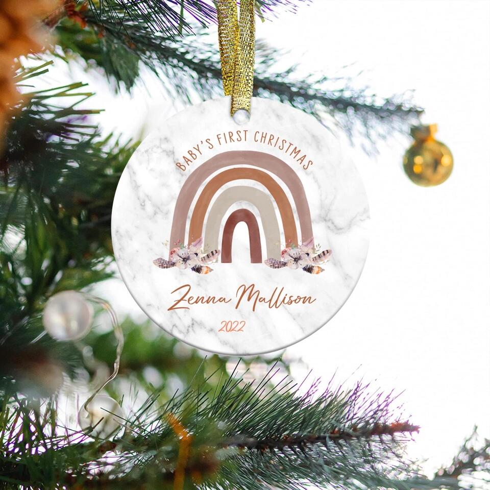 Baby First Christmas Rainbow Ornament Personalized