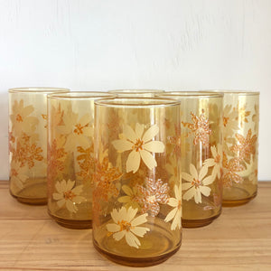 Set of 6 amber vintage glasses