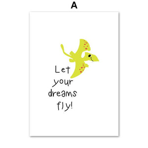 Let Your Dreams Fly Dinosaur Canvas Walll Art Painting Print