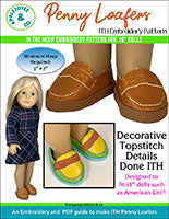 penny loafers 18 inch doll embroidery pattern