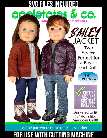 bailey jacket 18 inch doll pattern - svg files included