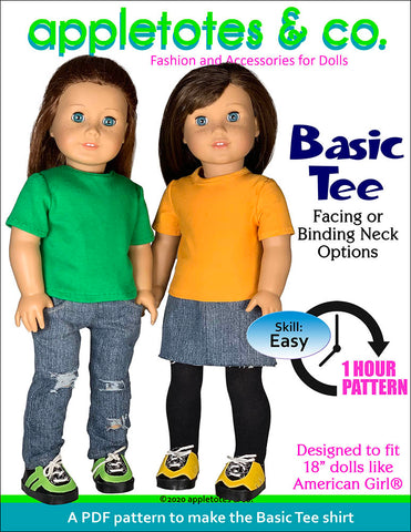 basic tee 18 inch doll sewing pattern