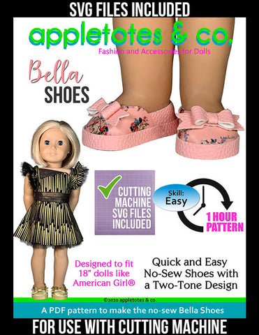 bella shoes svg included 18 inch doll pattern