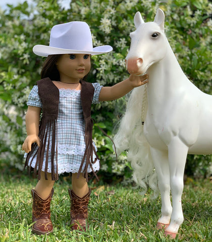 cheyenne dress - western vest - carson boots sewing embroidery patterns 18 inch dolls