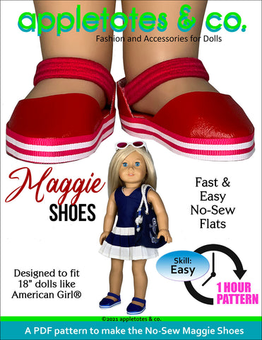 maggie shoes 18 inch doll sewing pattern