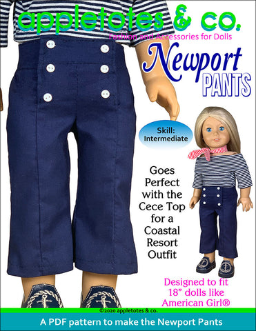 newport pants 18 inch doll sewing pattern