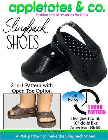 slingback shoes 18 inch doll sewing pattern