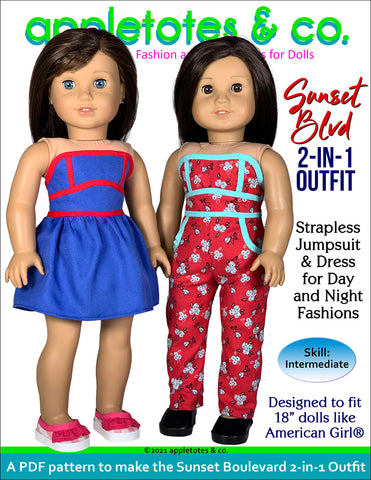 sunset boulevard 18 inch doll clothes pattern