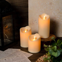 LED Moving Flame Pillar Candle - Smooth Ivory