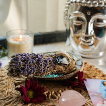 White Sage Lavender Rainbow Moonstone Sage Smudge Wand