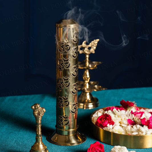 Buy Stylish Flower Pattern Brass Incense Holder Online in India 