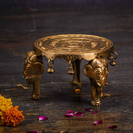Buy OM Design Brass Chowki Online in India - Mypoojabox.in