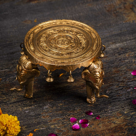 Buy OM Design Brass Chowki Online in India - Mypoojabox.in