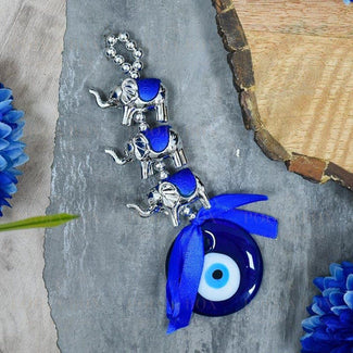 Turkish Evil Eye & Elephants Wall Hanging Protection Amulet