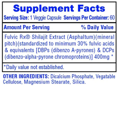 Hi-Tech Pharmaceuticals Shilajit Extract Ingredients