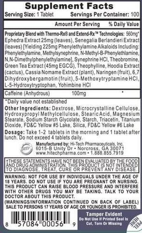 lipodrene ephedra ingredients pharmaceuticals tech hi warnings effects side label tabs burner fat extract