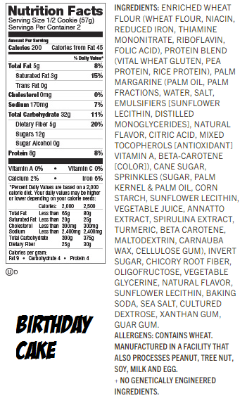Lenny & Larry's Complete Cookie Birthday Cake Label