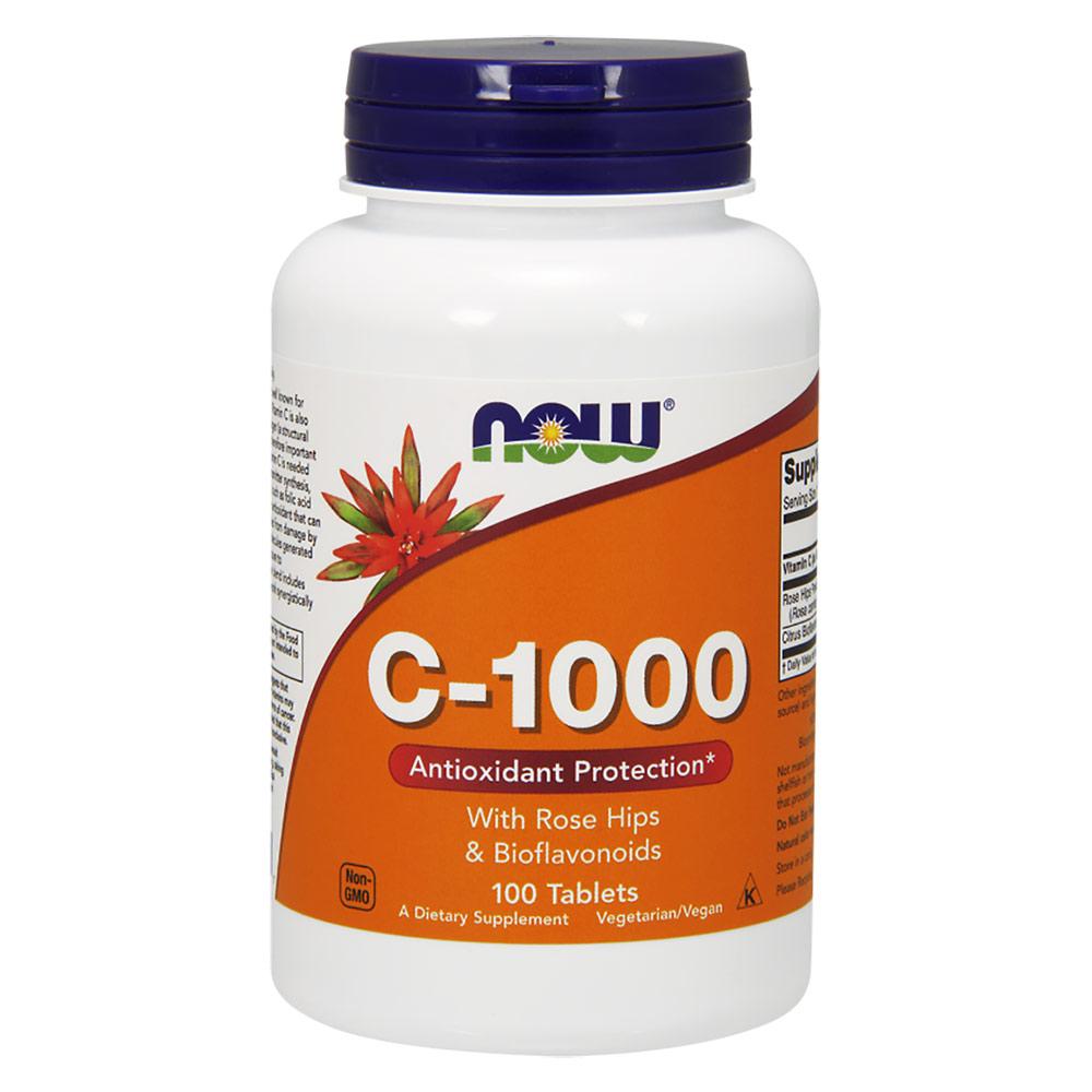 Now Foods C 1000 With Rose Hips 100 Tablets Immune System Booster