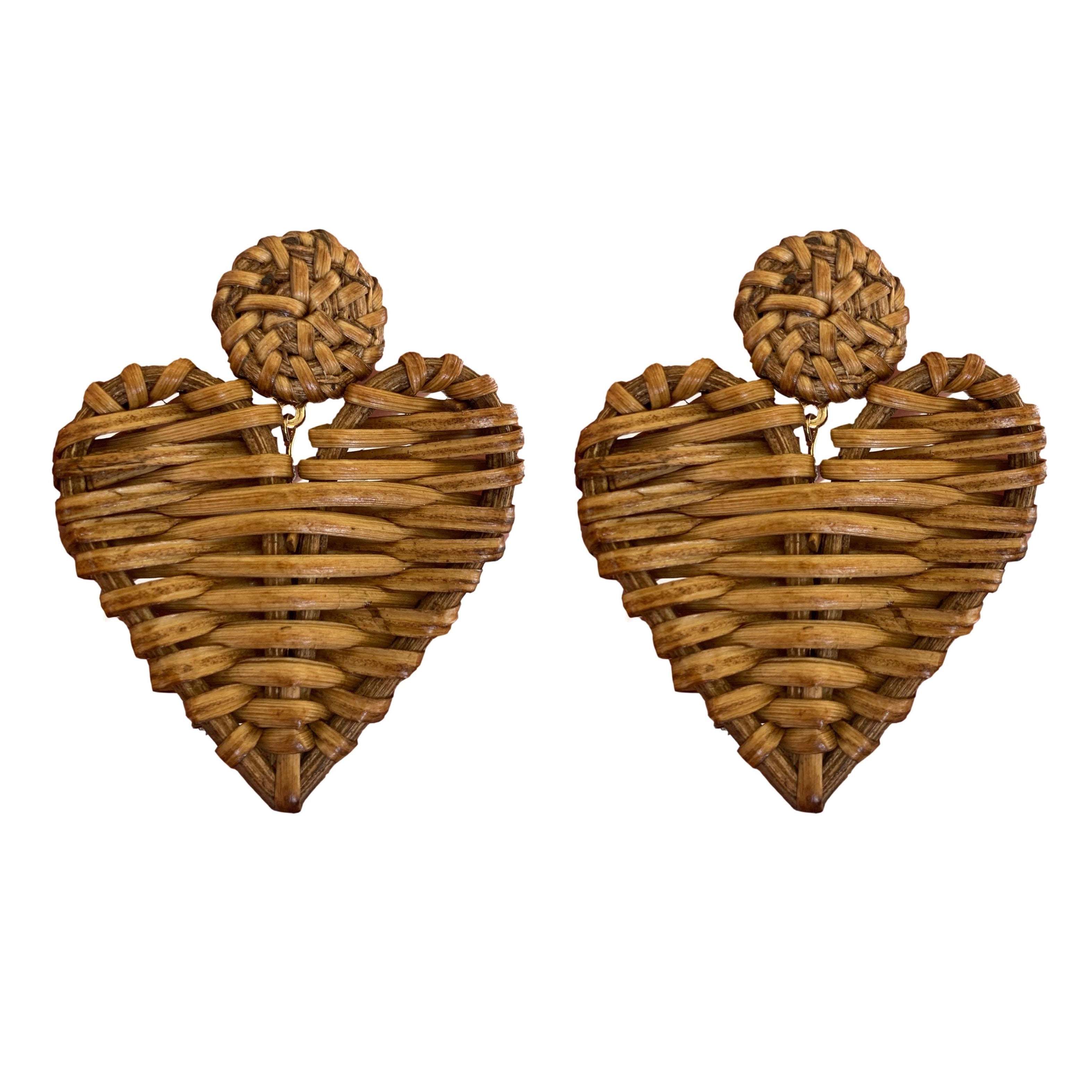 Rattan Heart Statement Earrings