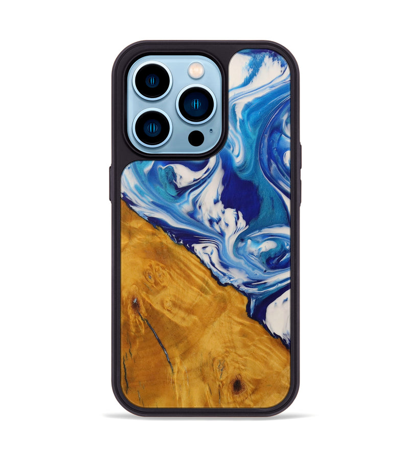 iPhone 14 Pro Wood+Resin Phone Case - Bula (Dark Blue, 593175)