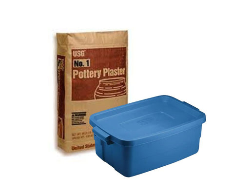 Pottery Plaster No. 1 and Rubbermaid Roughneck bin