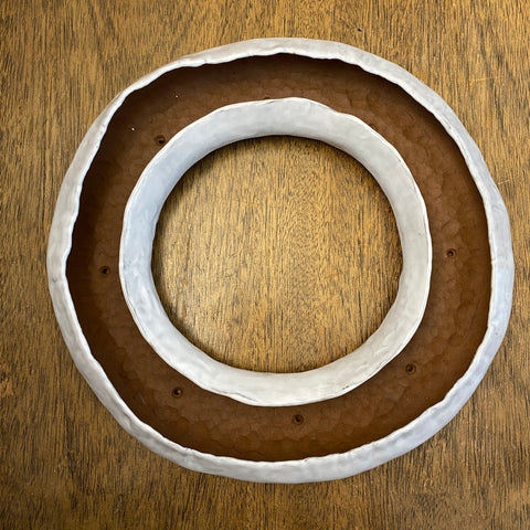 Ceramic Succulent Planter in a Circular Ring in red clay with Gloss White Glaze