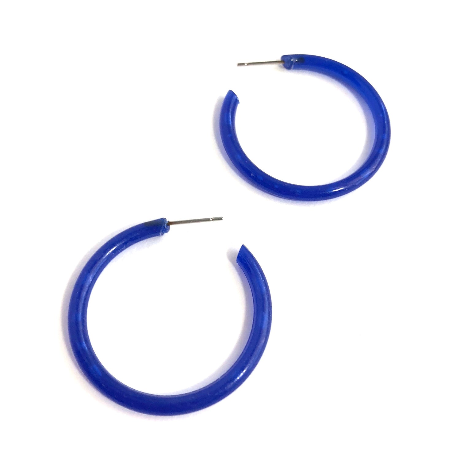 Cobalt Blue Vintage Plastic *AS IS* Large Skinny Tube Hoops – Leetie ...