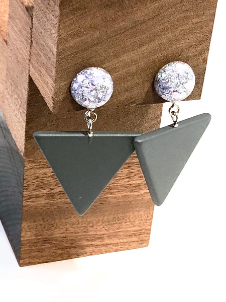 grey triangle earrings
