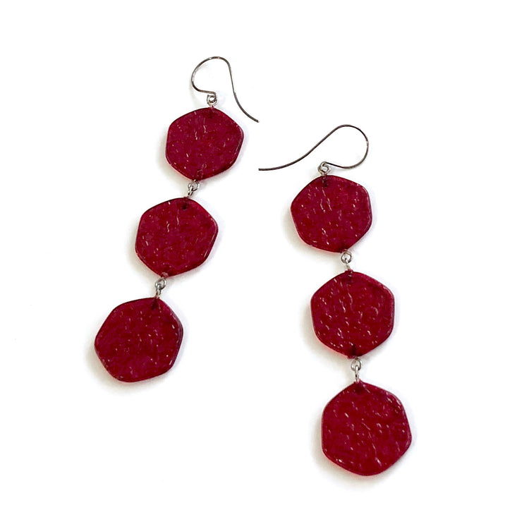 Cherry Red Ice Chip Triple Drop Earrings – Leetie Lovendale