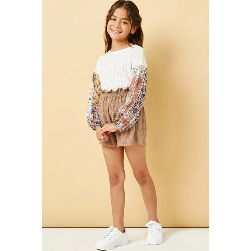 Pleated Shorts-Taupe