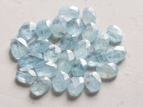 Soft blue aquamarine gemstones