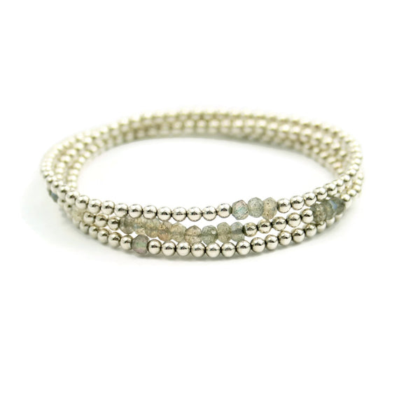 Recycled Sterling Silver Beaded Wrap Bracelet that Doubles as a