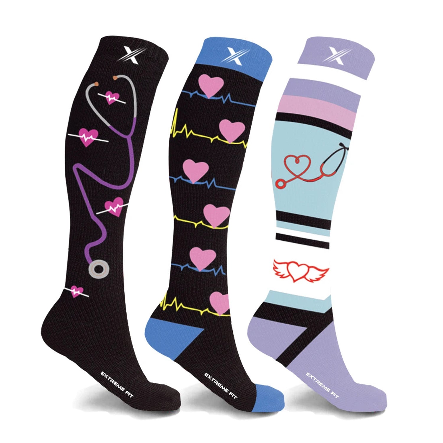 Women's Medical Print Knee-High Compression Socks (3-Pairs) – Amoré Paris