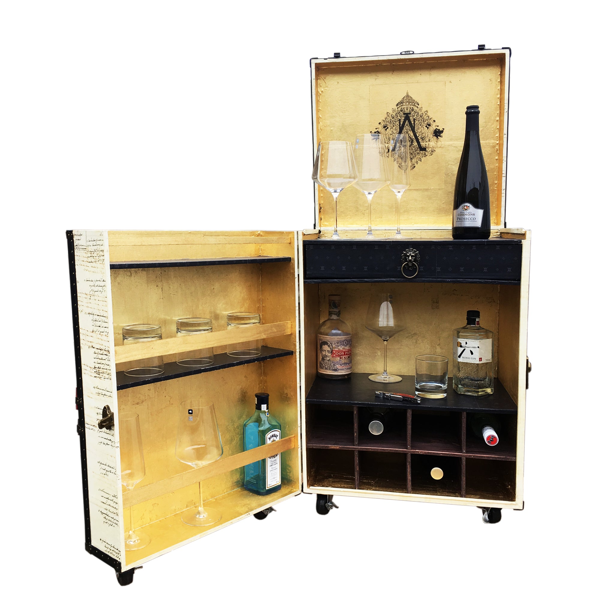Frank Small Size Liquor Wine Cabinet Steamer Trunk Amflorence