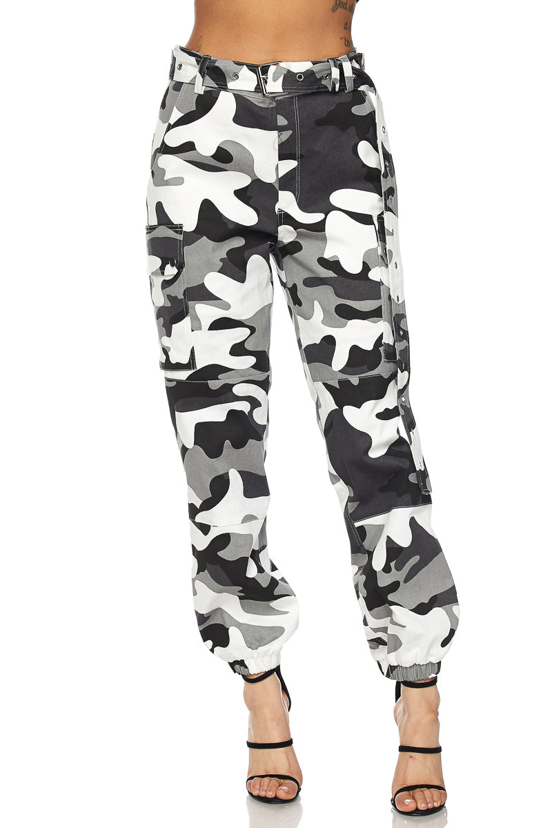 Lost In It Cargo Pants - Grey/Black Camo – Bomb Posh