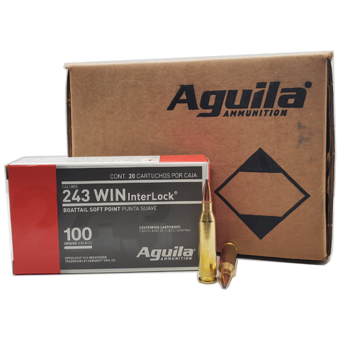 243 Win - Aguila 100 Grain Hornady InterLock BTSP - 200 Rounds | Velocity  Ammunition Sales