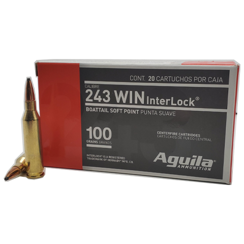 243 Win - Aguila 100 Grain Hornady InterLock BTSP - 20 Rounds | Velocity  Ammunition Sales