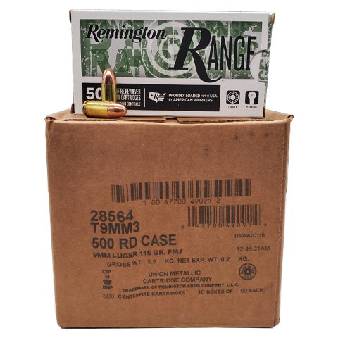 9mm - Remington Range 115 Grain FMJ Case | Velocity Ammunition Sales