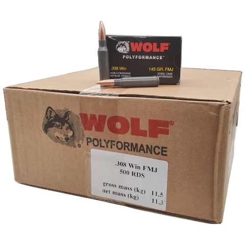 308 Win - Wolf Polyformance 145 Grain FMJ Steel Case Bulk | Velocity ...