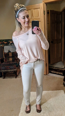 baby pink top outfit