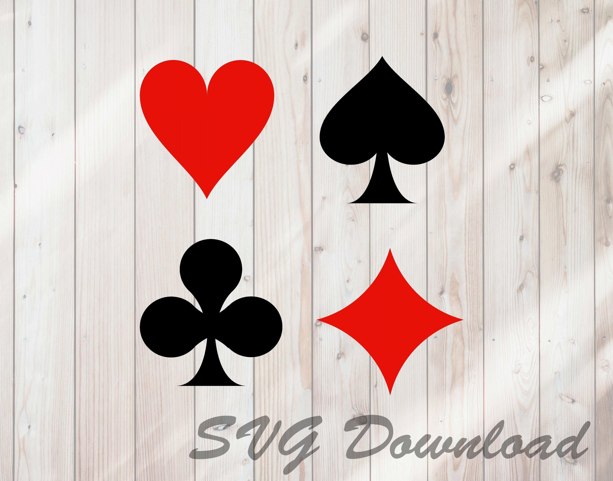 Playing Card Suits SVG Craft Cutting File Instant Download