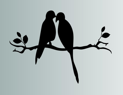 Love Birds On A Branch Die Cut Vinyl Wall Decal